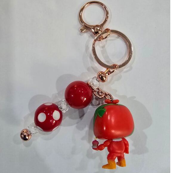Handmade Beaded Keychain With Reworked Mini Figure - Picture 4 of 10